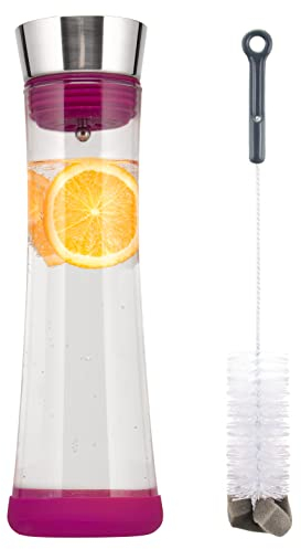 bremermann Glaskaraffe Carola mit Silikonfuß - zerlegbarer Deckel - 1 Liter (Fuchsia)