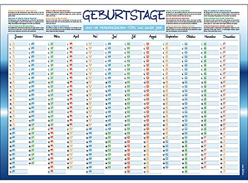 Immerwährender Kalender Geburtstagskalender DIN A3 gefaltet Sternzeichen