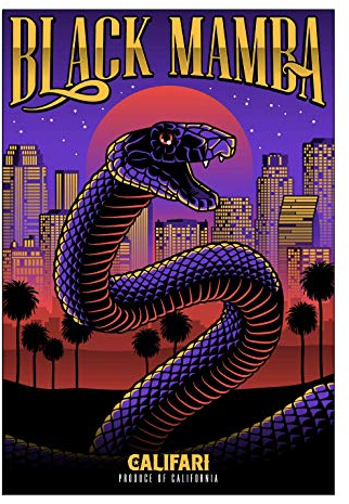 Califari Black Mamba Vivid Strain Wandkunst-Poster – Unkraut-Dekor-Poster für Zuhause, Wohnheim, Laden, Apotheke oder Rauchladen, 33 x 48,3 cm, Lithografie-Druck