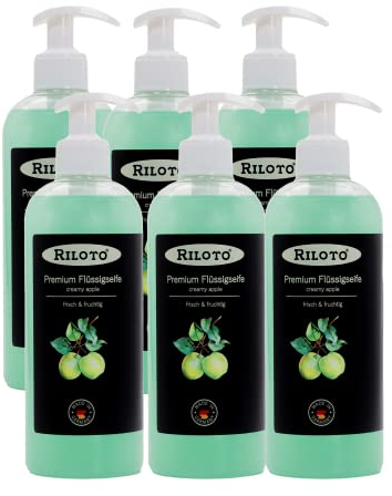 Lorito Premium Flüssigseife Creamy Apple 6 x 500 ml Vegan ohne Mikroplastik - Pflegende Handseife flüssig mit Apfelduft, Seife für empfindliche Haut