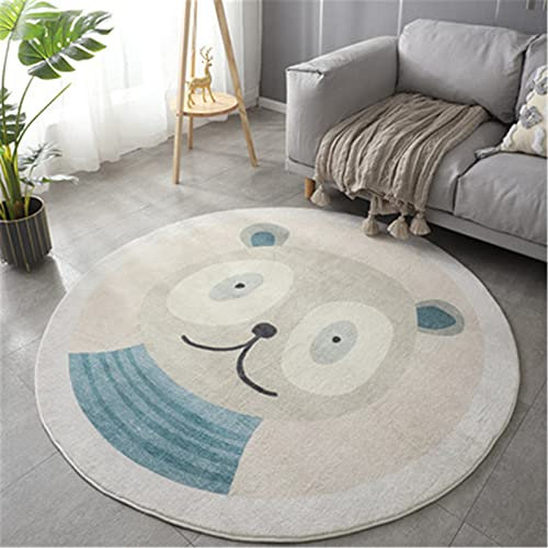 SWECOMZE Kinderteppich Rund Teppich Kinderzimmer Verdicken Kaschmirimitat Weich Karikatur Babymatte rutschfest Groß Spielmatte (Kleiner Bär,160cm)