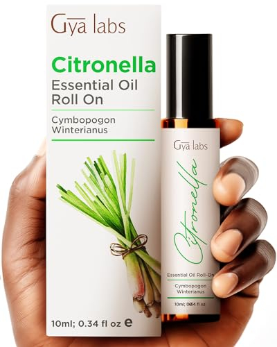 Gya Labs Citronella Essential Oil Roll On - Energizing Aromatherapy für Outdoor-Schutz - mit Citronella-Öl für die Haut - Reisegröße Roller Ball (10ml)