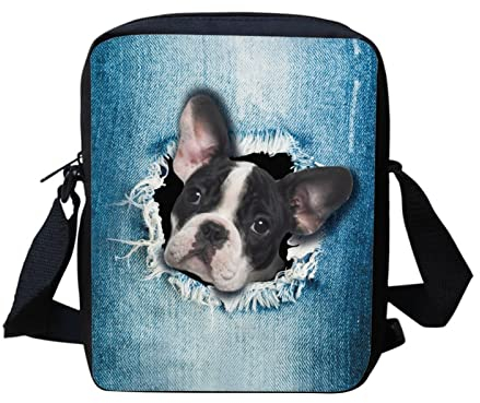 Dolyues Crossbody-Taschen für Erwachsene und Jugendliche, Messenger-Taschen, Schulter-Crossbody-Taschen mit Reißverschlusstasche für Münzgeld, Geldbörse, Cowboy Boston Terrier Hund,