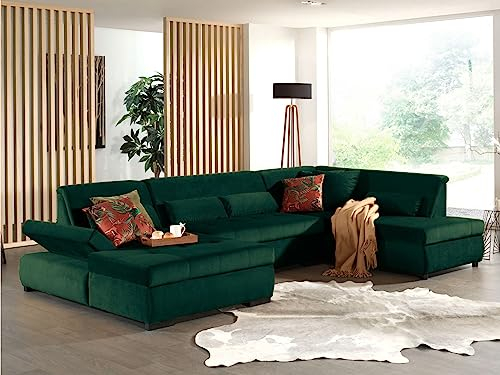 Lisa Design Vermont - Wohnlandschaft mit Ecke rechts - 7 Sitzplätze - XXL - aus Samt Grün