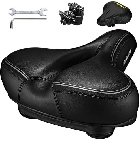 DAWAY C30i Comfortable Oversized Bike Seat - Memory Foam Padded Exercise Bicycle Saddle for Peloton, Stationary, Mountain, Road Bikes - Extra Wide Replacement Cushion for Men Women Comfort, Great Gift