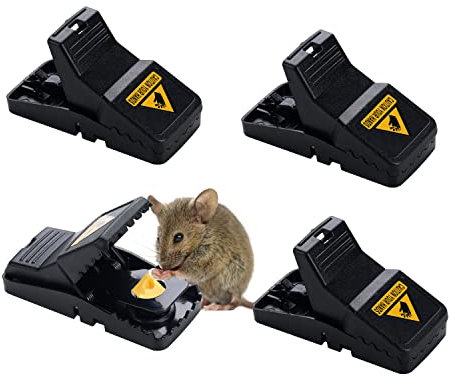 UFLIX® 4x Mouse Traps Indoor & Outdoor – Reusable Rodent Snap Traps That Kill Instantly, Easy to Set & Clean, Pet Safe & Humane Mice Catcher for Home, Kitchen & Garden(P468)