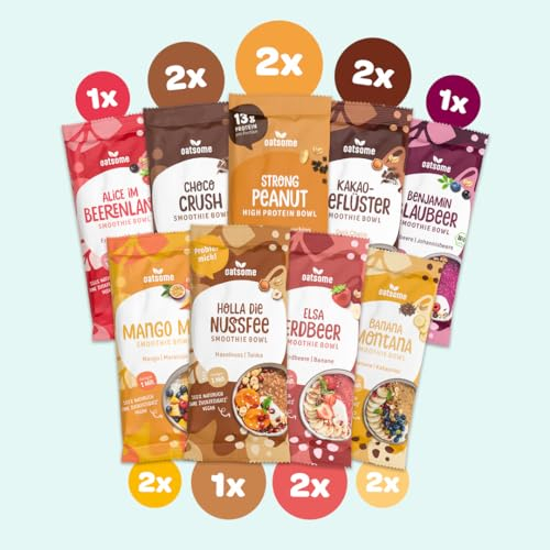 OATSOME® Smoothie Bowls Probierpaket I Neuer Inhalt | 15x50g Portionsbeutel | 100% Natürlich, Vegan & Ohne Zuckerzusatz | Frühstück | Gefriertrocknung | Zum Mitnehmen & Testen