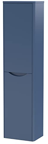 nuie SML362 Lunar Modern Bathroom Wall Hung 2 Door Tall Unit, 350mm, Satin Blue
