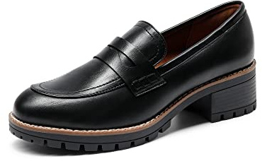 DREAM PAIRS Mocassini Donna Plateau | Suola carrarmato, fodera traspirante, soletta imbottita, tacco medio, slip-on, eleganti.