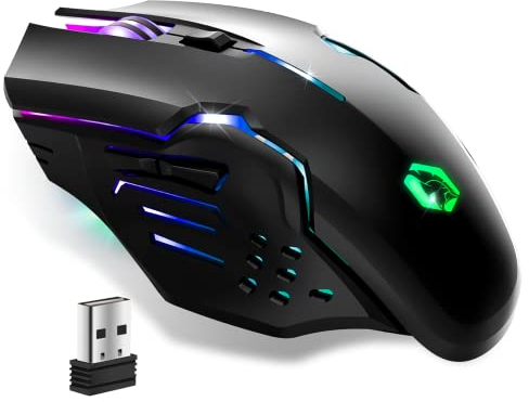 EMPIRE GAMING - RF903 Mouse da Gioco Gaming Wireless 2.4GHz Ricaricabile - Retroilluminazione LED RGB - Ergonomico - 4800 DPI 500Hz - PS4, PS5, Xbox One/Series, PC e Mac - Nero
