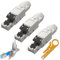 DGUSO Conectores RJ45 CAT 7 CAT 6 Blindados - 3 Piezas - Para Red, Crimpado Sin Herramientas - Cat 6a/Cat6A Con Herramienta de Desmontaje