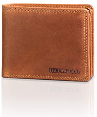 Hill Burry Leder Portemonnaie Arian Braun I Geldbörse I Brieftasche | Geldbeutel Wallet Portmonee mit RFID Schutz aus hochwertigem naturgegerbtem Leder | B 12cm x H 10cm x T 2,5cm