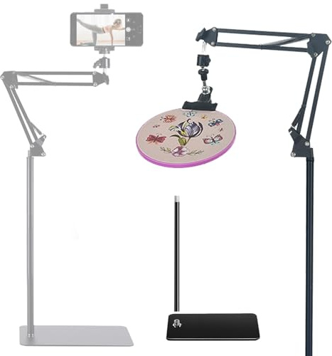 Embroidery Hoop Holder Lap Stand- Cross Stitch Holder Stand Metal Embroidery Holder Stand Adjust Embroidery Stand Lap Suitable for Embroidery Hoops (Black)