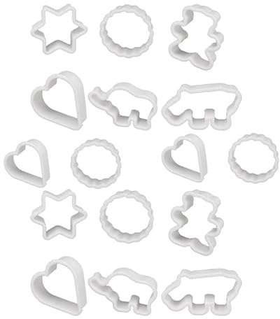 SULIUDAJI 16 Pièces Moule Biscuit Emporte Pièce Dessin Animé Emporte Pièces en Plastique avec Poussoir Decoupoir Patisserie Emporte Pièce en Forme Enfants pour Décoration De Biscuits