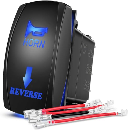 Gebildet Blu Horn Reverse Interruttore a Bilanciere Luce LED Acceso/Spento Laser a 5pin 20A/12V 10A/24V Set di Cavi Jumper per Camion Jeep