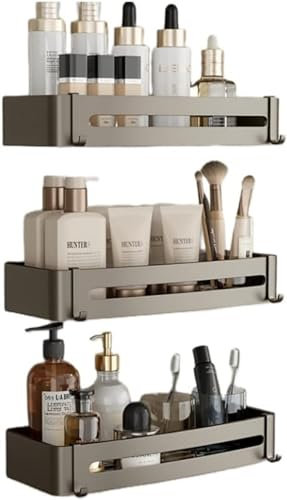 Selbstklebende Badezimmer-Regale, ohne Bohren, Edelstahl, Duschaufbewahrung für Innendusche, rostfrei, Dusch-Caddy Regal, Organizer, Regal (32,5 cm, 3 Etagen)