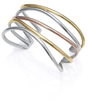 Viceroy Fashion 14084P01019, Pulsera Rígida Tricolor Mujer, Estilo Chic, Acero con Baño IP Dorado y Rosado, Diámetro 5,8 cm
