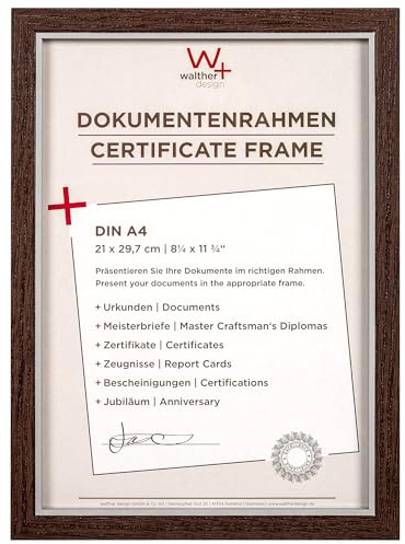walther design Bilderrahmen DIN A4 21x29,7 cm nussbaum, Hygge Holzrahmen, NC130N