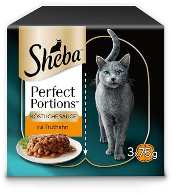 SHEBA Perfect PORTIONS Sauce für Katzen mit Truthahn 8 x 3 x (2 x 375g)