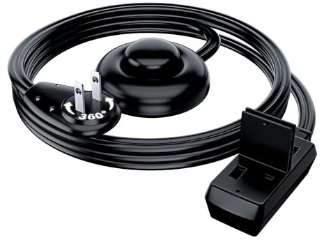 Maximm Flat Socket Extension 360° Rotatable with On/Off Switch (1 m, Black), 2 Multiple Sockets, Safety Cover, UL Certified