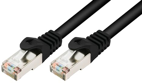 TRIFOO Cable de red LAN de 5 m, color negro, doble apantallamiento, conector RJ45 Ethernet