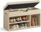 VASAGLE Shoe Bench with Cushion, Storage Bench with Padded Seat, 3 Compartments, Hidden Storage, Shelves, Living Room Lounge Hallway Bedroom, Load Capacity 150 kg, Natural Beige LHS030K03