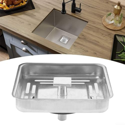 Getdoublerich 1 Rejilla Sumidero, Colador Cuadrado de Acero Inoxidable para Fregadero de Cocina y Baño, Tapón de Residuos, Protección Duradera contra Obstrucciones