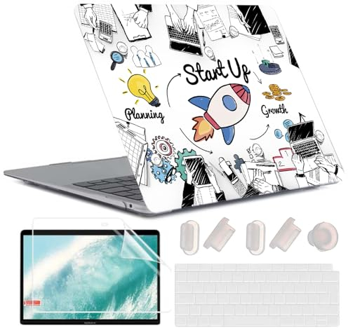 MUSHUI 4 in 1 Case for MacBook Air 13 inch 2020-2018 M1 A2337 A2179 A1932 with Retina Display, Durable Protective Plastic Shell + Keyboard Cover + Protector Screen, Cute Little Things 8