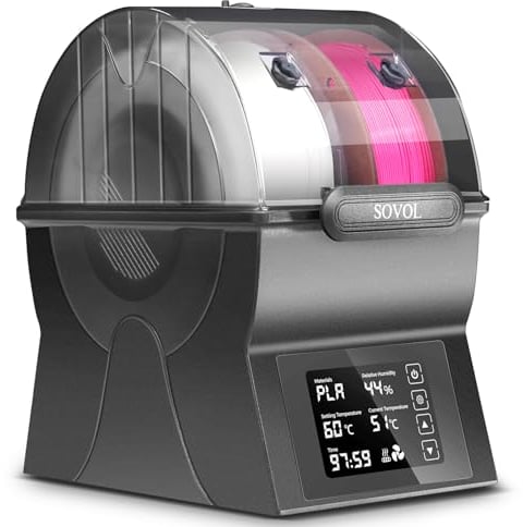 Sovol SH02 Filament Trockner, 2 Rollen 3D Drucker Filament Dryer mit PTC-Heizung, Filament Trockenbox mit Touchscreen, Ein-Tasten-Einstellung, kompatibel mit PLA PETG TPU ABS 1,75/2,85 mm