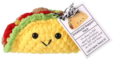 TOYMIS Taco Zur Emotionalen Unterstützung - Gehäkelter Plüsch Handgefertigt Mit Positiven Worten