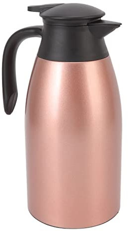 Vakuum-Teekanne aus Edelstahl, Auslaufsicher, 2 L Fassungsvermögen, Einfache Reinigung, Isolierter Kaffeespender (Roségold)