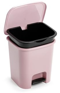 Muddy Hands 7.5 Litre Plastic Foot Pedal Bin - Comes with Inner Liner - Small Bedroom Bathroom Rubbish Recycling Waste Dustbin (Pink)