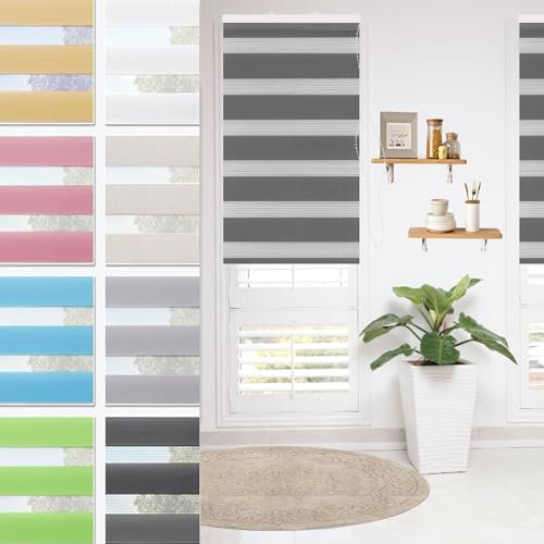 Verdunklungsrollo Klemmfix 100 x 320 cm Hitzeschutz Energiesparend Verdunklungsrollo Thermorollo Inkl. Montagematerial für Wohnzimmer Küche Büro, Dunkelgrau