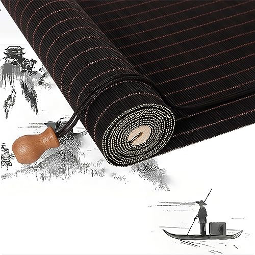 Blackout Natural Bamboo Roman Blinds for Indoor/Outdoor/Garden Retro Style Jute Window Shades 47x71in