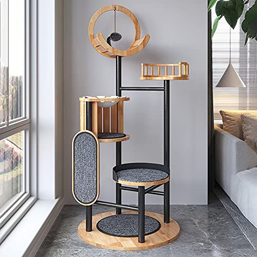 Msuiiixcccc Modern Cat Tree - Cat Tree for Indoor Cats Largecat Tree Wood Cat Play House and Rest Place Tall Cat Tower Luxury Cat Tree Cat Castle Stable Sturdy -163cm
