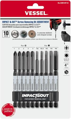 (USA Official) VESSEL Impact & Out Screw Removing Bit assortment