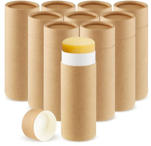 Deo-Tuben aus Karton, nachfüllbar, leer, fester Parfümbehälter, Lotion-Sticks, Gläser für selbstgemachte Kosmetikproben, Deodorant, Braun, 10 Stück