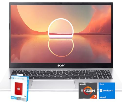 acer Aspire 3 Laptop | 15.6 FHD (1920 x 1080) Display | AMD Radeon | 8-Core AMD Ryzen 7-5700U | 16GB RAM | 1TB SSD (512GB PCIe SSD withHP P500 512GB Portable SSD) | Ethernet Port | Windows 11 Home