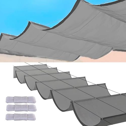 YSZBD Vague Voile D'Ombrage RéTractable Voile D'Ombrage ImperméAble Toile D'Ombrage avec Oeillets Voile D Ombrage Pergola Toile Pergola(#4,2x3M)