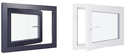 Ventana de PVC – 800 x 600 mm – Cristal – Bicolor blanco int/antracita ext-mango a la izquierda