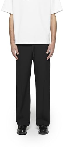 Burocs Wide Fit Tailored Pants - Black - Herren Hose - Naht Detail - Elastischer Bund mit Kordelzug - 64% Polyester 31% Viskose 5% Elasthan
