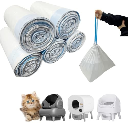 125 Counts Cat Litter Liner Bags Compatible with Neakasa and PetPivot Open-Top Pet Automatic Self Cleaning Cat Litter Box, Waste Bags, 27 x 13Heavy Duty Replacement Trash Bags with Drawstring (Blue)