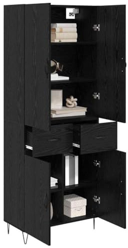 vidaXL Highboard 2 STK. Schwarz Eichen-Optik 69,5 x 34 x 180 cm