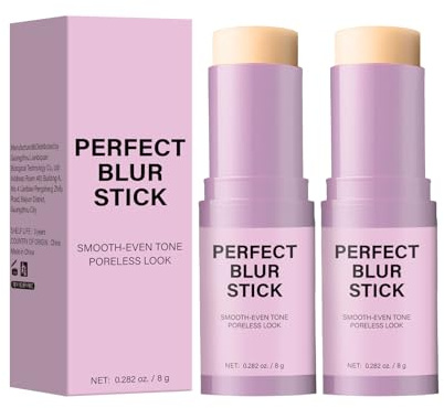 QPJUVC Blur Concealer Stick, 2-in-1 Porenverfeinernder Primer & Augen-Concealer, wasserfest, langanhaltend, leichtes, mattes Finish, ölregulierend & feuchtigkeitsspendend für glatte Haut (2)
