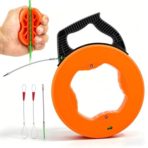 Sonda Passacavi 50M,Estrattore Per Filo Elettrico Da 4,5 Mm, Con 1 Estrattore Per Cavo,2 Fasci Di Cavi,Molla Elettricista Professionale Per Cavo Elettrico,Cavi E Lavori Elettrici