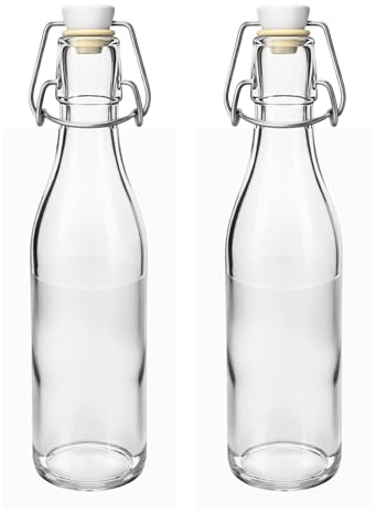 Devitre 2x Glasflasche 330ml mit Bügelverschluss und Etiketten