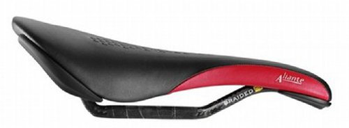 Fizik Aliante Carbon Braided Twin Flex Road Bicycle Saddle (Perforated Black with Bright Red Carbon Inserts)