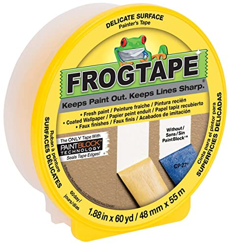 Duck FrogTape 280222 Rouleau de ruban adhésif pour peinture à surface délicate, 4,8 cm x 55,4 m, jaune
