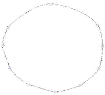 Bling Jewelry Zierliche Dünne Station Kette Himmelsamerikaner Usa Patriotischer Rock Mini Multi Star Halskette Für Frauen Für Teenager .925 Sterling Silber