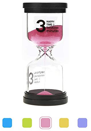 Veoley Sablier coloré pour enfants et adolescents 3 minutes rose